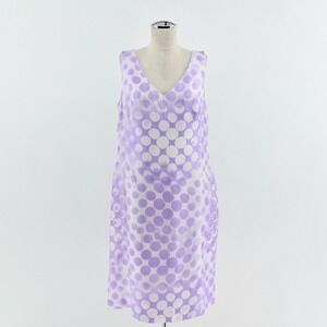 ESCADA Womens Silk Polka Dot Dress Size 12 Lavender Purple Shift‎ Sleeveless NEW